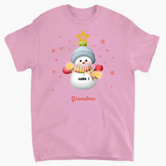 Personalized Design Snowman Kids Pine Tree T-Shirt For Grandma/Mom