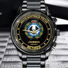 Personalized Australian Police/Firefighter Badge Custom Name & Time Watch