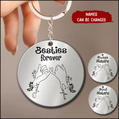 Besties Forever Pinky Promise Flower Butterfly Custom Gift For Bestie Best Friend Stainless Steel Keychain DHL24MAY22VA1